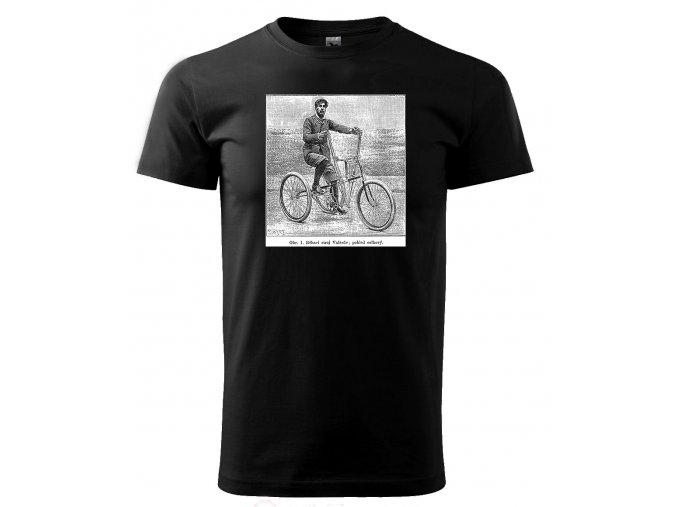 Černé tričko s potiskem cyklistika retro