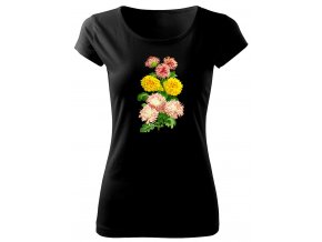 dámské triko s obrázkem kytky chrysantema