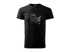 pánské černé tričko měchový fotoaparát
