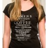 černé triko, tričko s retro potiskem petice proti kávě