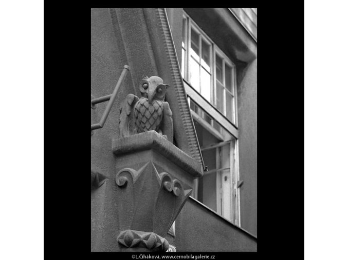 Sova na domě (5212), Praha 1967 březen, černobílý obraz, stará fotografie, prodej