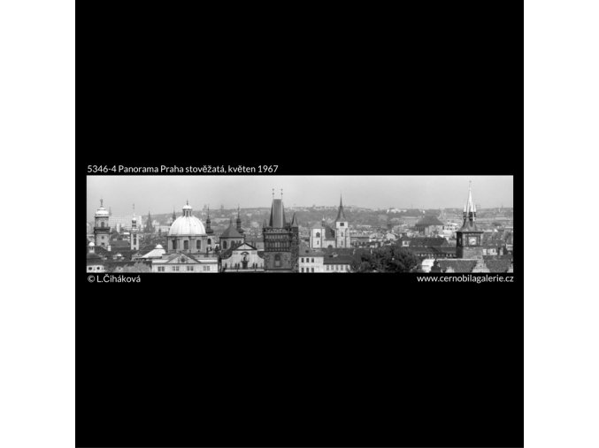 Panorama Praha stověžatá (5346-4), Praha 1967 květen, černobílý obraz, stará fotografie, prodej