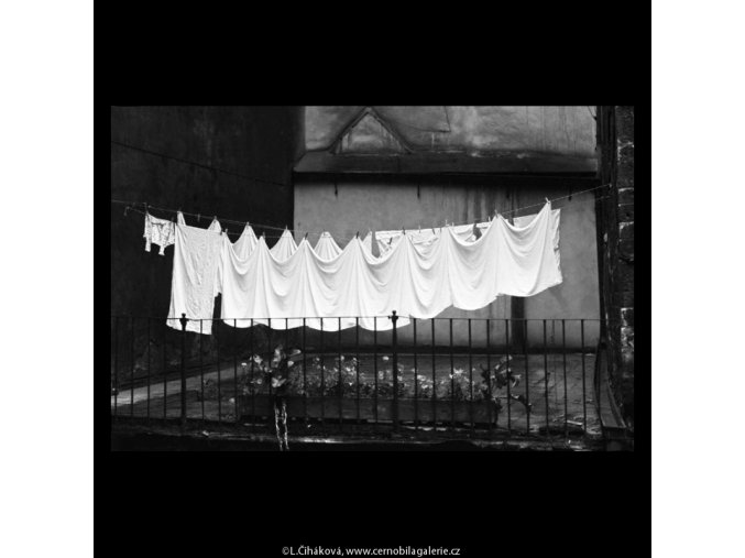 Vyvěšené prádlo (5446), žánry - Praha 1967 srpen, černobílý obraz, stará fotografie, prodej