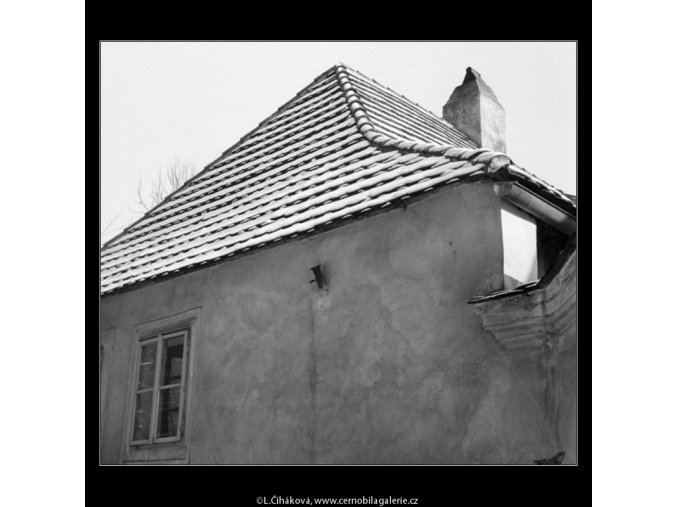 Střecha zděného domku (599-2), Praha 1959 , černobílý obraz, stará fotografie, prodej