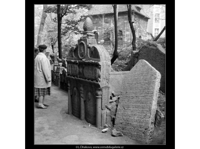 Ze židovského hřbitova (608-1), Praha 1960 květen, černobílý obraz, stará fotografie, prodej