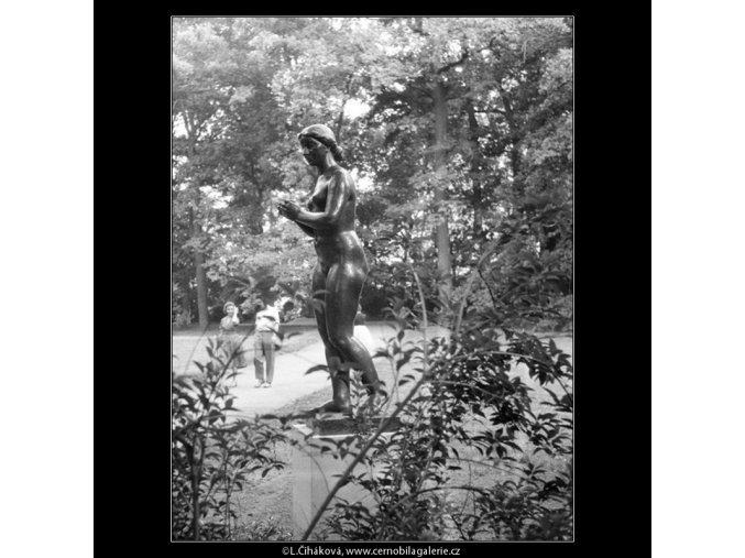 Dívka s jablkem (642-2), Praha 1960 červen, černobílý obraz, stará fotografie, prodej