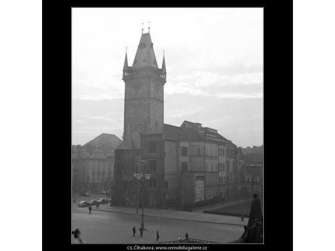 Věž Staroměstské radnice (1429-2), Praha 1961 prosinec, černobílý obraz, stará fotografie, prodej