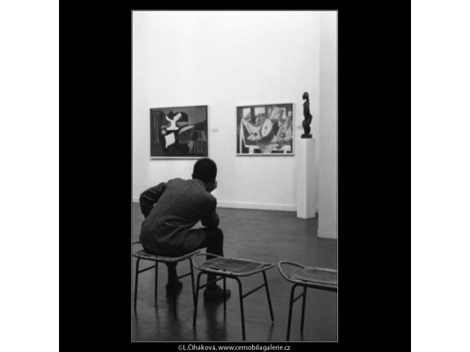 Návštěvníci nové sbírky (1785-3), žánry - Praha 1962 září, černobílý obraz, stará fotografie, prodej