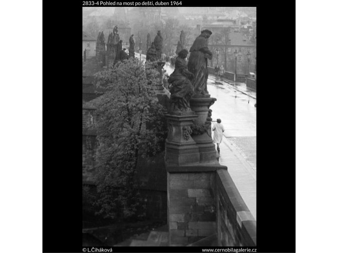 Most po dešti (2833-4), Praha 1964 duben, černobílý obraz, stará fotografie, prodej