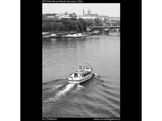 Parník na Vltavě (3073), žánry - Praha 1964 červenec, černobílý obraz, stará fotografie, prodej