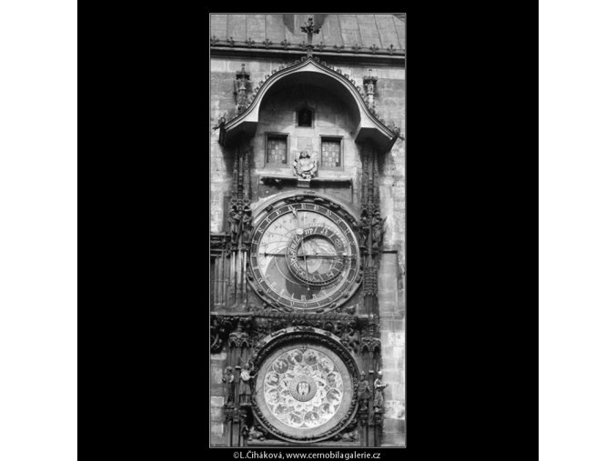 Staroměstský orloj (3258-3), Praha 1964 říjen, černobílý obraz, stará fotografie, prodej