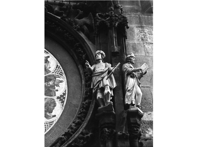 Figurky Staroměstského orloje (4653-1), Praha 1966 červenec, černobílý obraz, stará fotografie, prodej