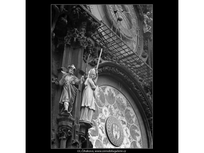 Staroměstský orloj (4778-1), Praha 1966 srpen, černobílý obraz, stará fotografie, prodej