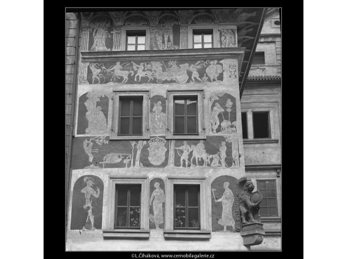 Sgraffita ze 17.stol. (4779-1), Praha 1966 srpen, černobílý obraz, stará fotografie, prodej