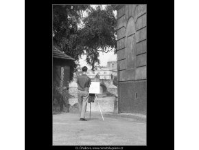 Malíř na Kampě (226), Praha 1959 srpen, černobílý obraz, stará fotografie, prodej