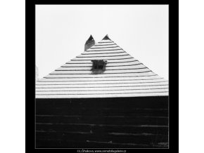 Střecha dřevěného domku (599-1), Praha 1959 , černobílý obraz, stará fotografie, prodej