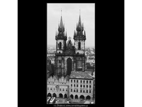 Týnský chrám (2976-7), Praha 1964 červen, černobílý obraz, stará fotografie, prodej