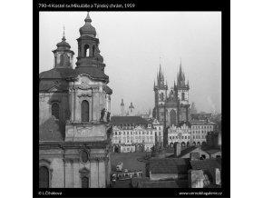 Kostel sv.Mikuláše a Týnský chrám (790-4), Praha 1959 , černobílý obraz, stará fotografie, prodej