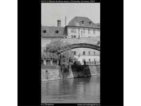 Oblouk Karlova mostu a Čertovka (5419-2), Praha 1967 červenec, černobílý obraz, stará fotografie, prodej