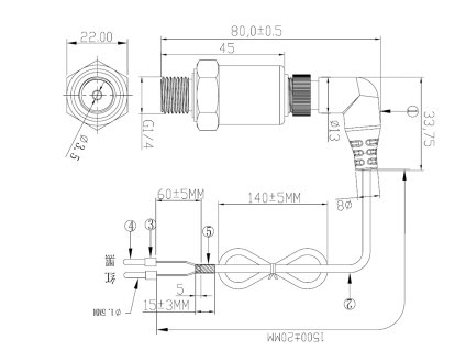 Snímač tlaku 90° PUMPA 0-10 bar  4-20 mA