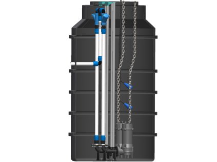 PUMPA black line Box 2 SE 40BLC2.2 XTREME2 čerpací jímka včetně šachty a spínací skříňky, spouštěcí zařízení, plováky 4ks, 400V 2,2kW, kabely 15m