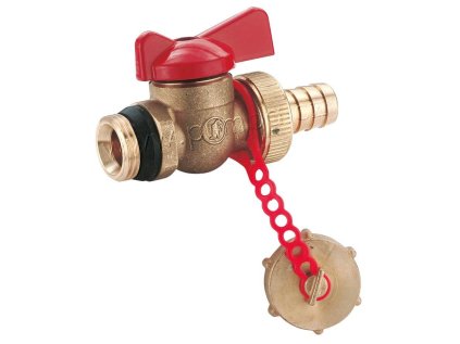 GIACOMINI R608 1/2" vypouštěcí kul.koh., s hadicovou vývodkou a zátkou, PN 10, t 90°C
