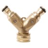 Mosazná rozdvojka s přípojkou 3/4" a 1" s ventily na rychlospojky