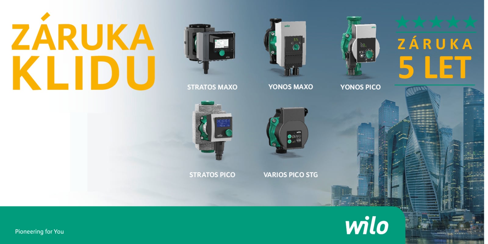 Záruka 5 let na Wilo Stratos MAXO a Yonos MAXO.