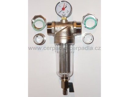 Filtr na vodu 3/4" s manometrem, PN16, 100 mikronů