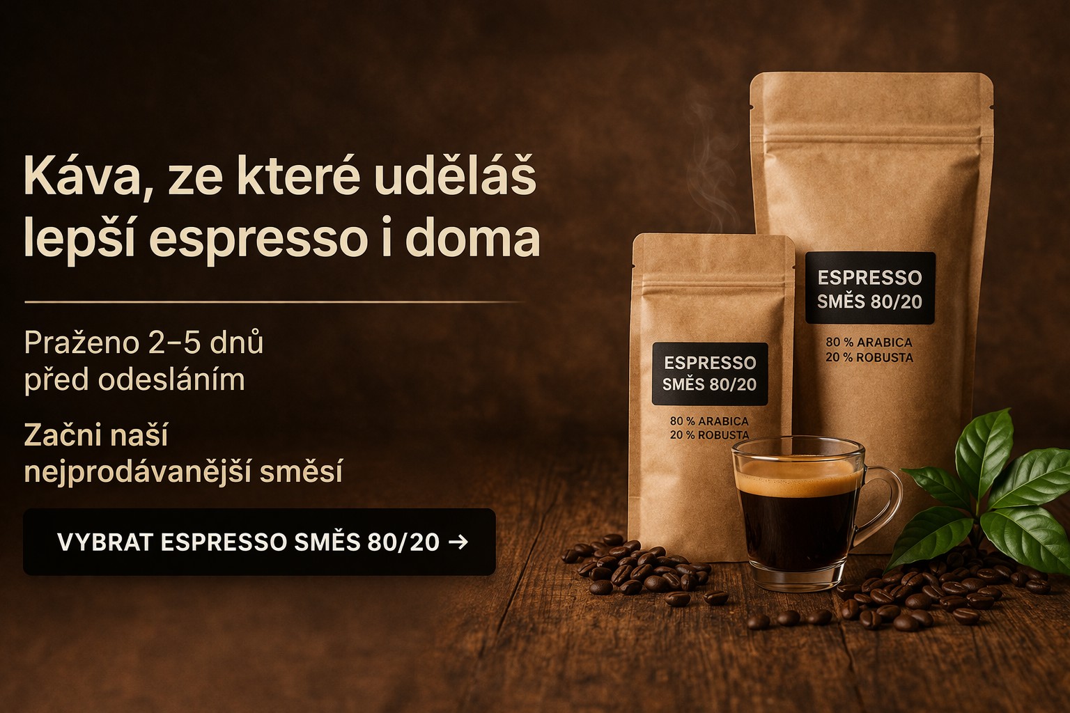 Čerstvě pražená káva na espresso – Espresso směs 80/20 s plnou chutí a hustou cremou