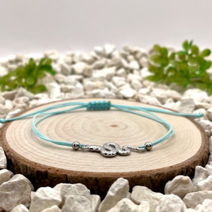 Provázkový náramek s přívěskem stříbrný had