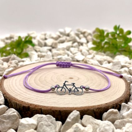 Provázkový náramek s přívěskem stříbrné kolo