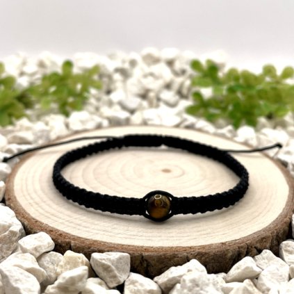 Macramé pletený náramek s tygřím okem