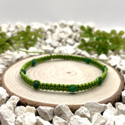 Pletený macramé náramek s achátem zeleným
