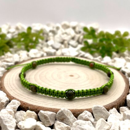 pletený macramé náramek s unakitem