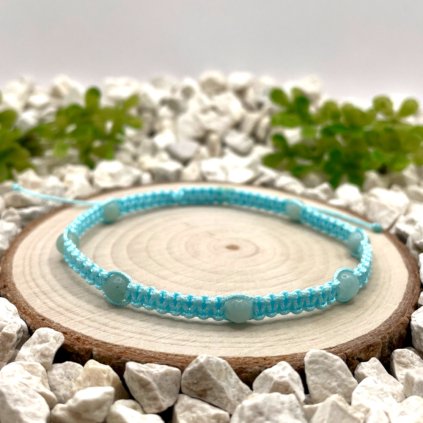 Pletený macramé náramek s amazonitem