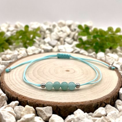 Provázkový náramek amazonit a stříbro