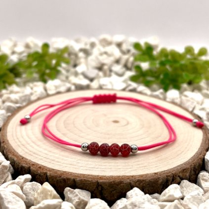 Provázkový náramek s achátem červeným