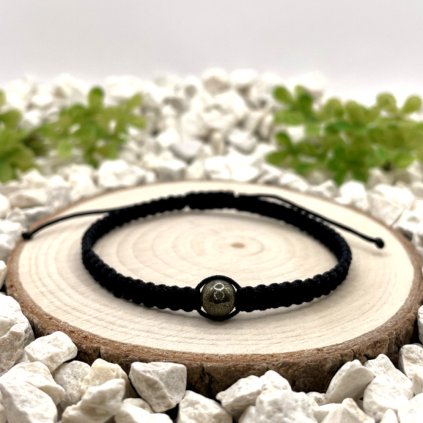 Macramé náramek s pyritem