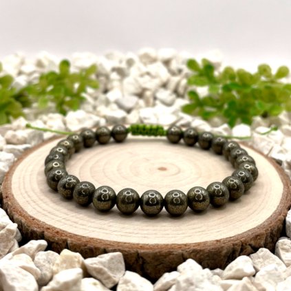 Provázkový náramek pyrit