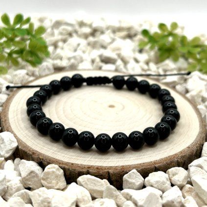 Provázkový náramek s obsidiánem
