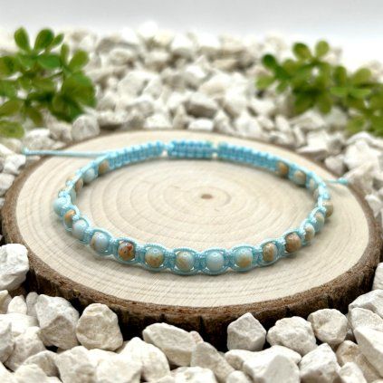 Macramé náramek Jaspis aqua terra