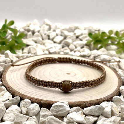 Pletený macramé náramek jaspis obrázkový