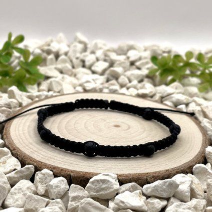 Macramé náramek láva černá