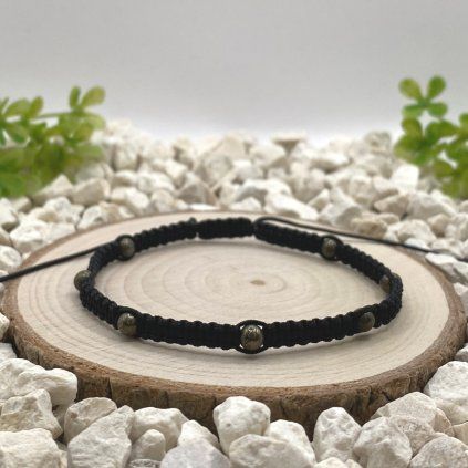 Macramé náramek pyrit