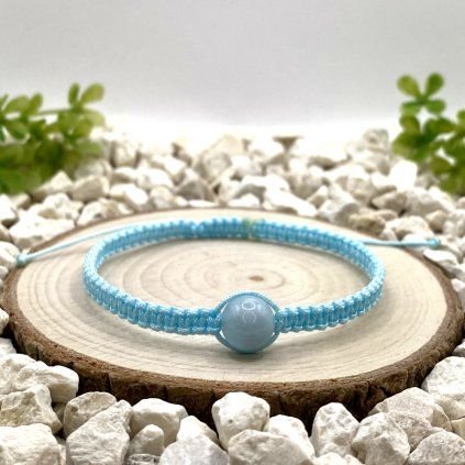 Macramé náramek akvamarín