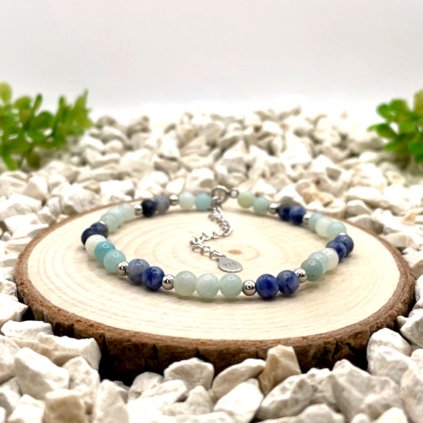 Stříbrný náramek lapis lazuli+ amazonit