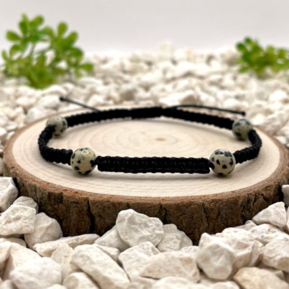 Macramé náramek Jaspis dalmatýn