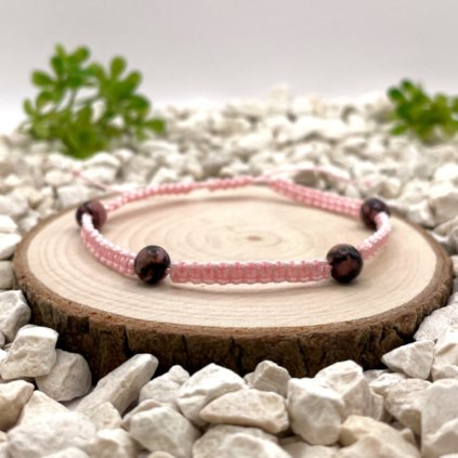 Macramé náramek rodonit