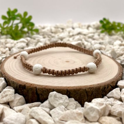 Macramé náramek láva bílá